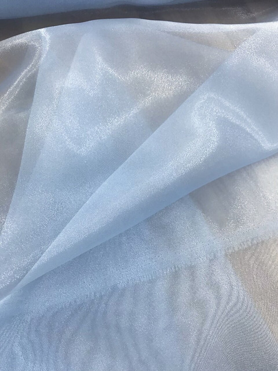 1 Yard Baby Blue Crystal Organza Sheer Shiny Fabric Lightweight Polyester for Crafts and Decorations Width: 58/59''